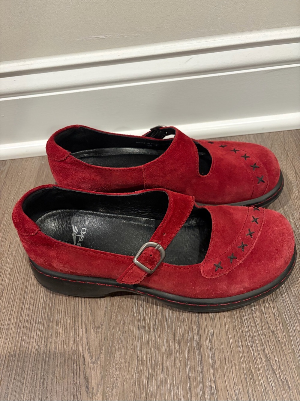 Dansko Red Suede Mary Jane Clog Mules - Picture 2 of 4